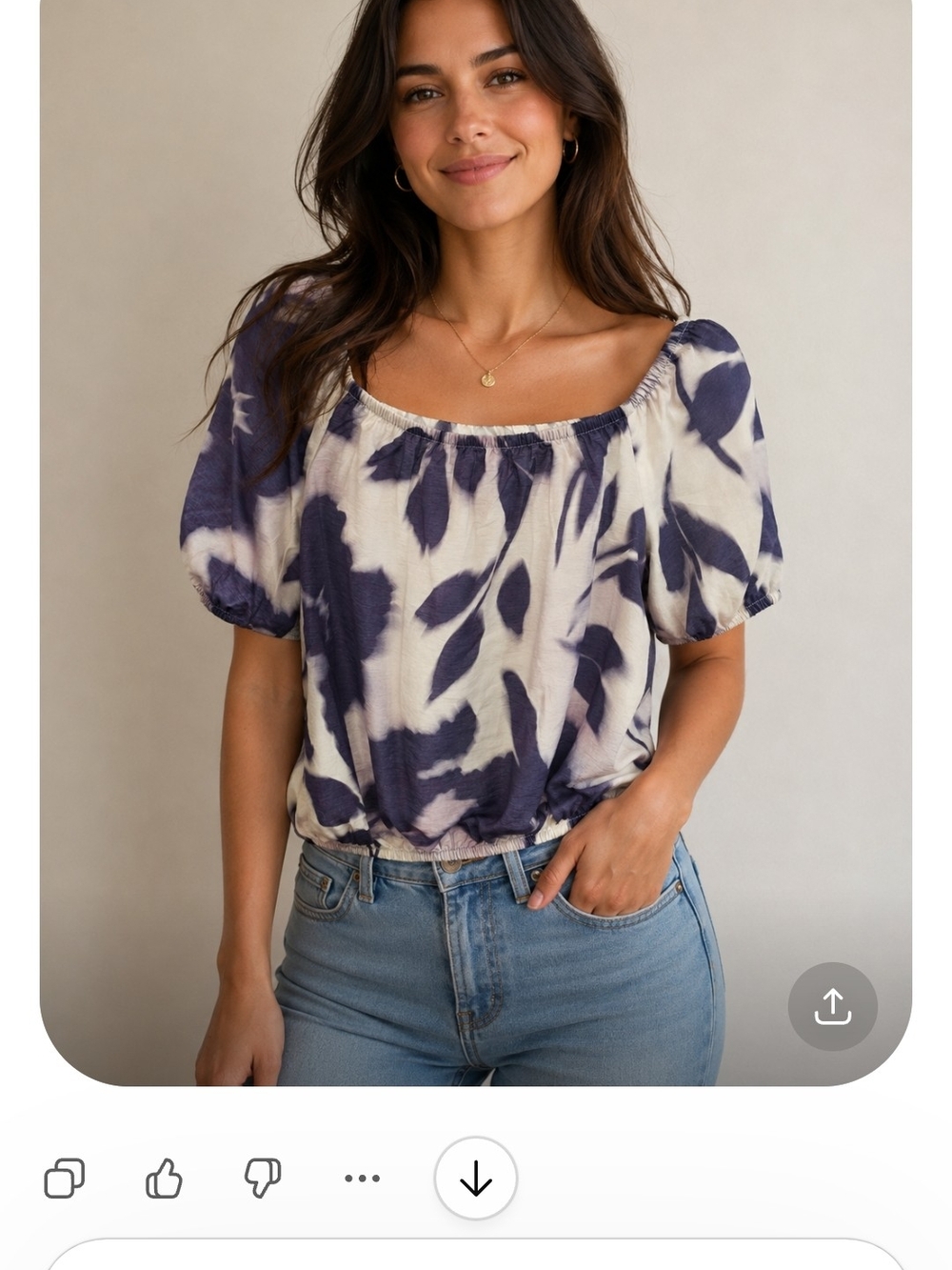 Ann Taylor Purple and White Tie-Dye  Puff Sleeve Top